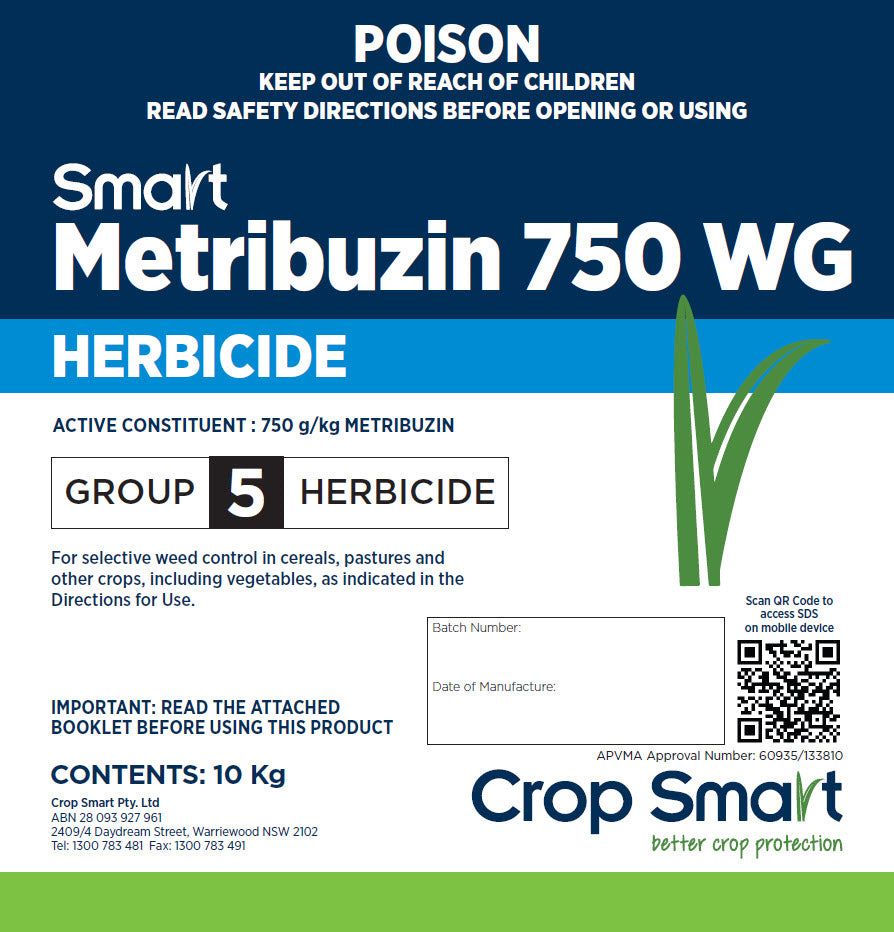 metribuzin herbicide on wheat Smart Metribuzin 750 WDG