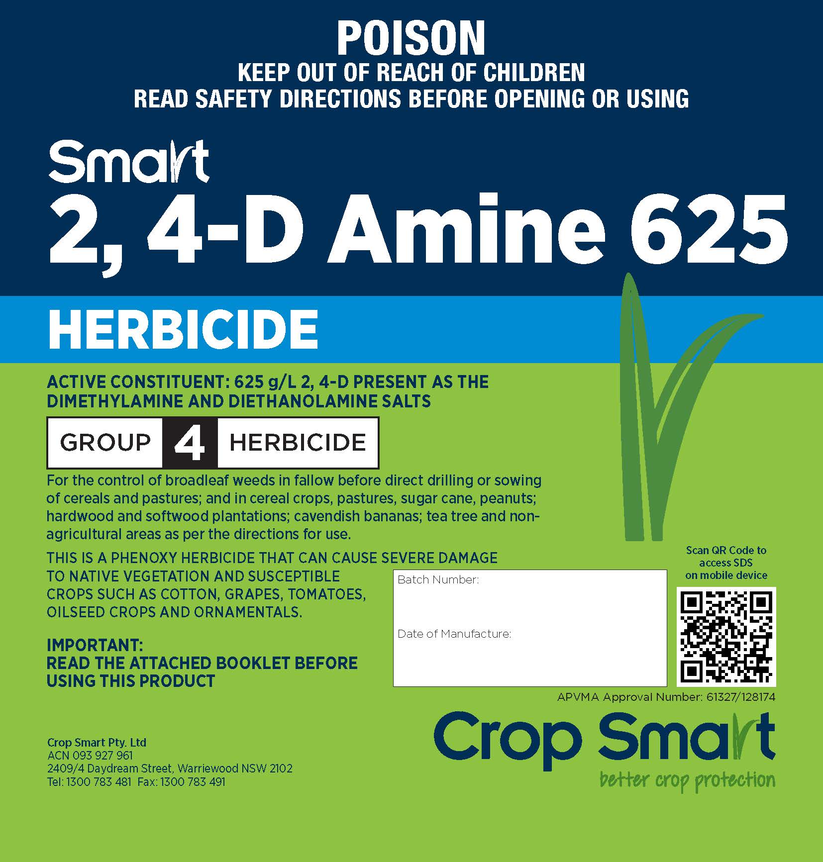 24d amine herbicide label Smart 2,4-D Amine 625