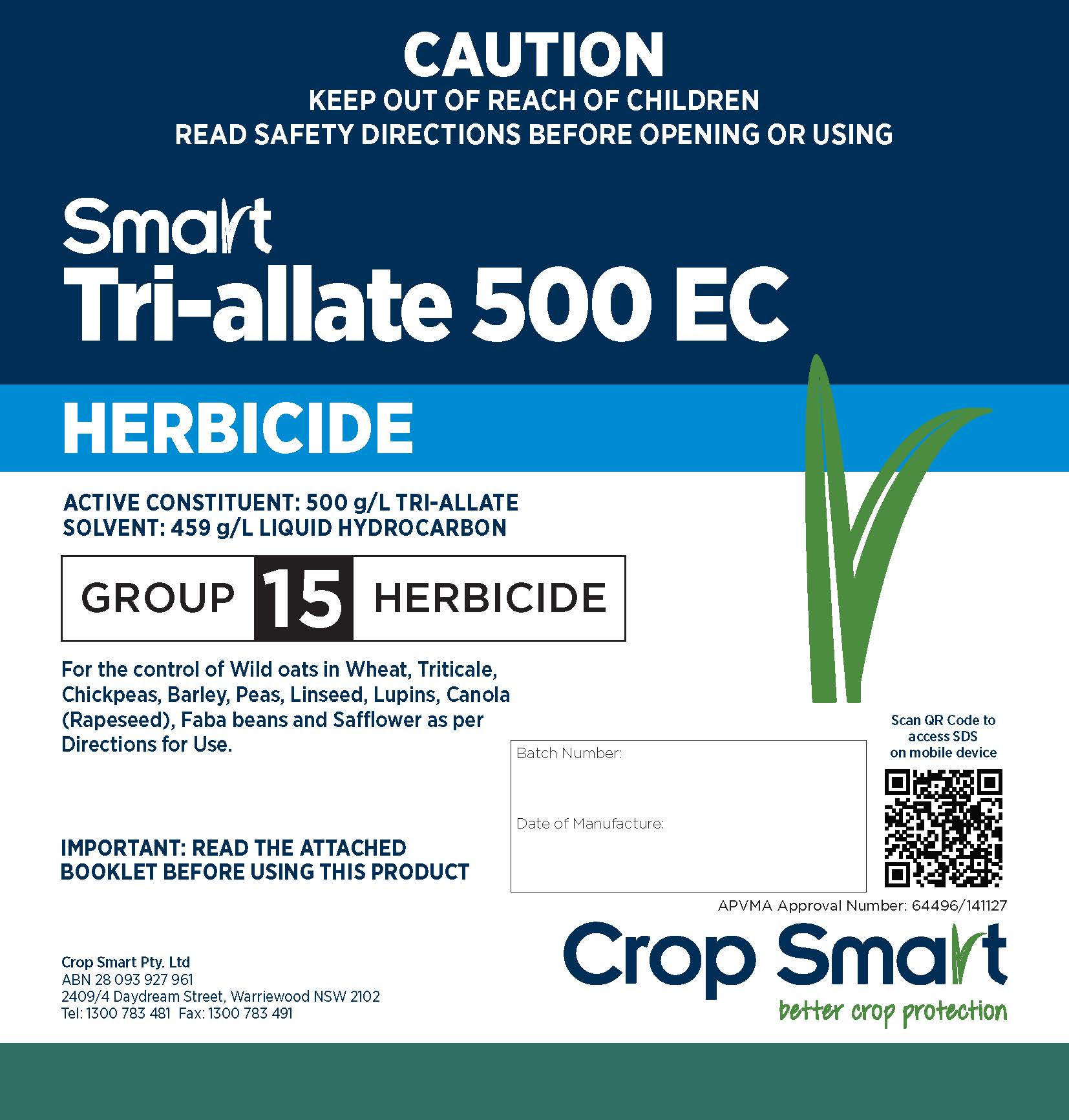 triallate herbicide Smart Tri-allate 500 EC