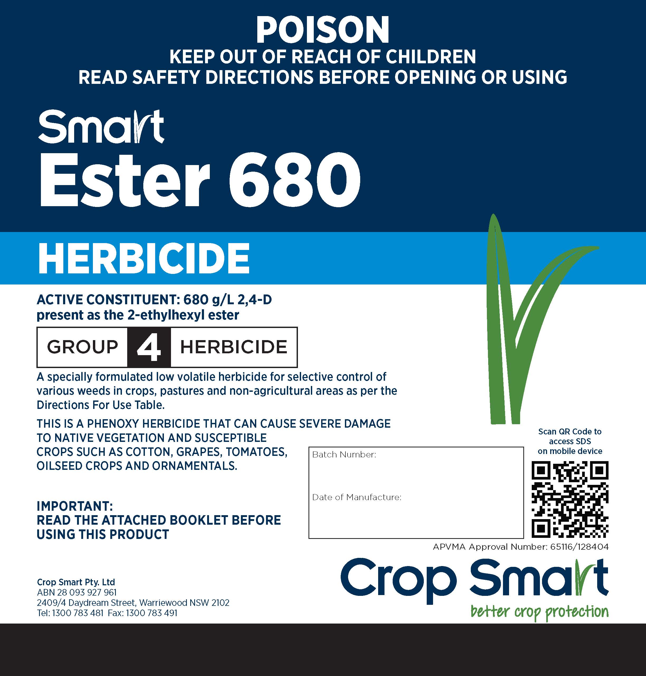 24d ester herbicide label Smart Ester 680