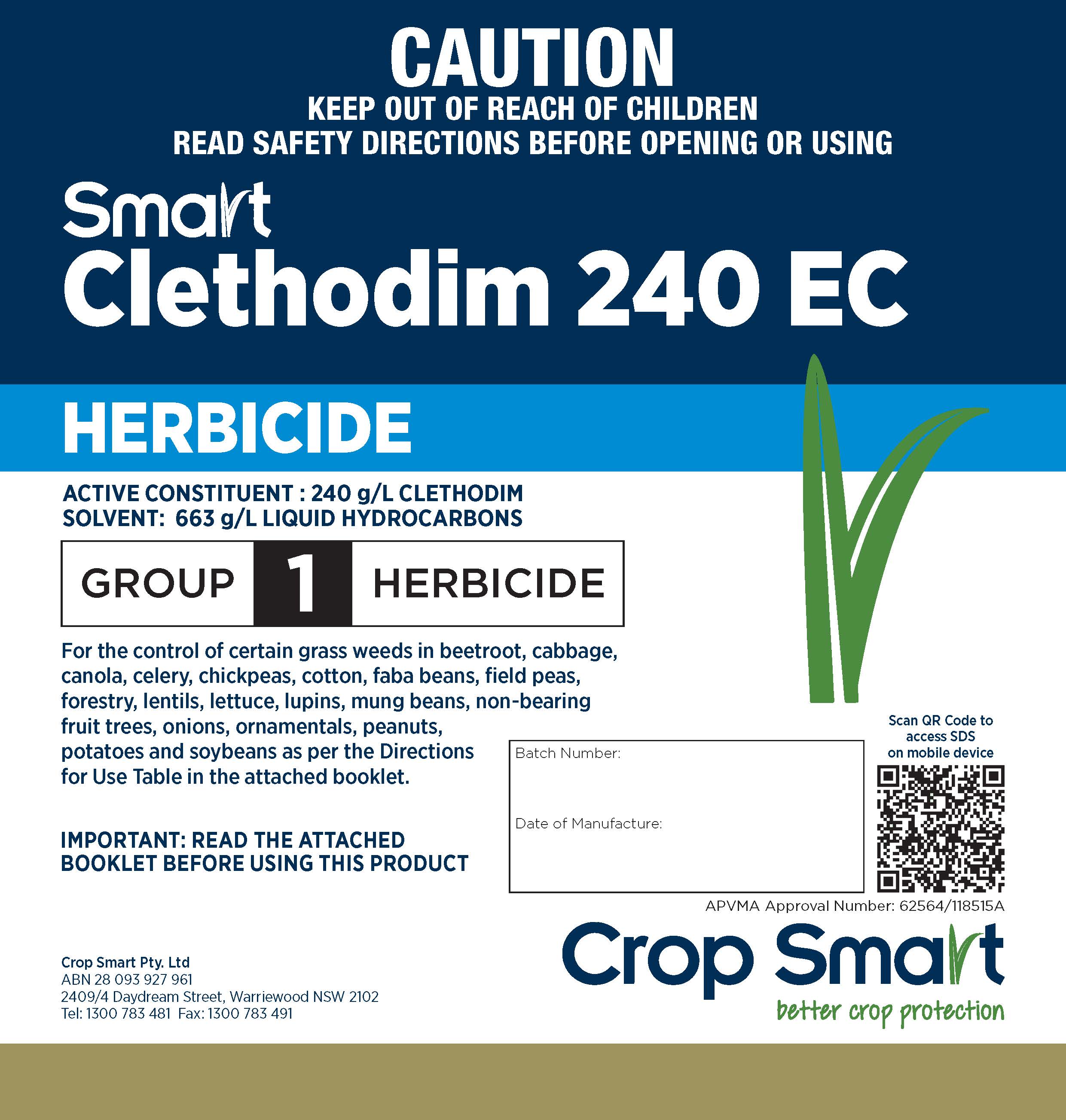 clethodim herbicide label Smart Clethodim 240