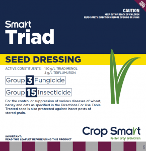 For the control or suppression of various diseases of wheat, barley and oats as specified in the Directions For Use Table. Treated seed is also protected against insect pests of stored grain.